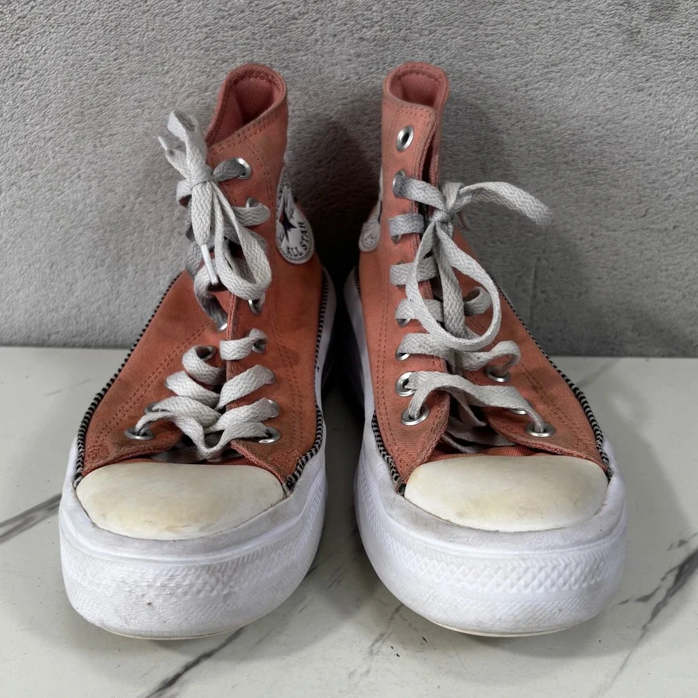 Converse All Star Move High Top Women 7 Orange Good Floral Platform A14266C